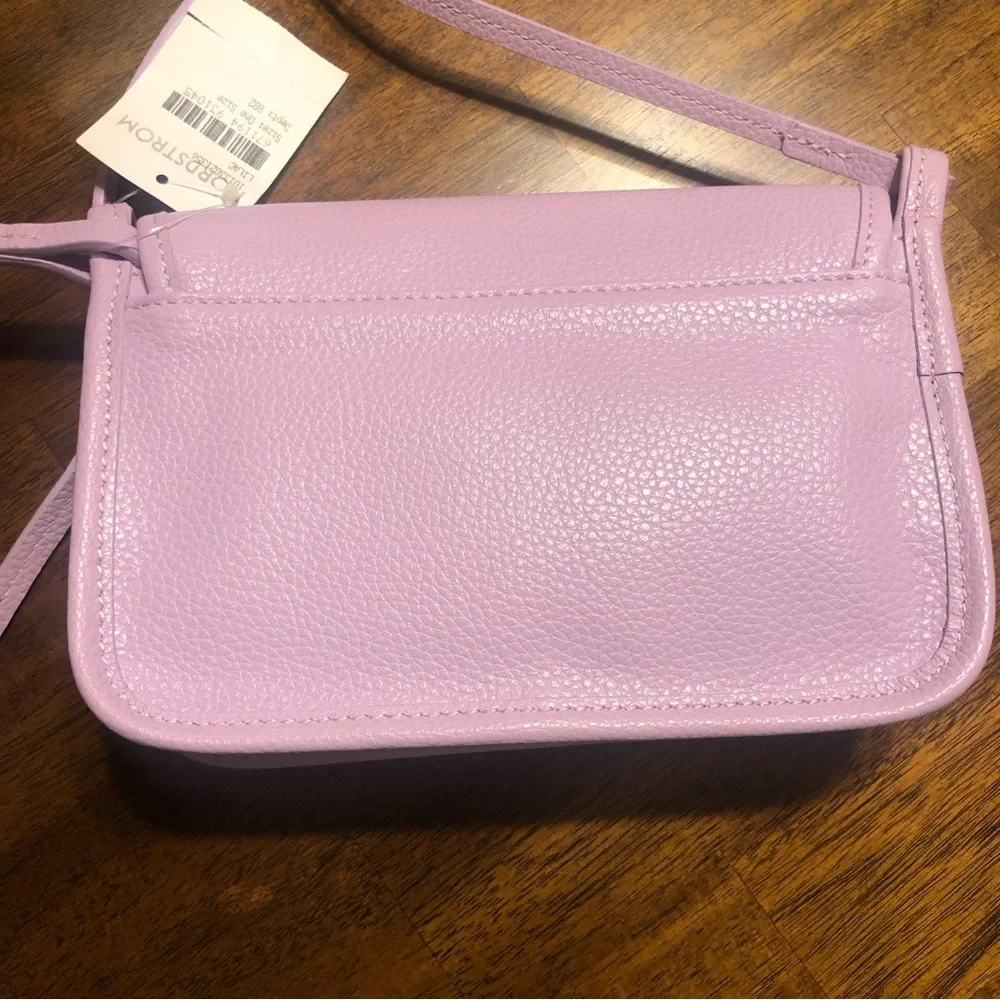NWT $330 Longchamp Le Foulonné Leather Wallet Crossbody Bag in Lilac! - Picture 11 of 16